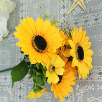 Bouquet de tournesols artificiels en gros, plantes artificielles en pot pour la décoration de la maison et les mariages (OBM, OEM, ODM)