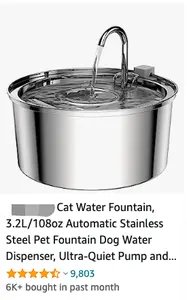 น้ำพุสัตว์เลี้ยงทำจากสเตนเลสแบบอัตโนมัติ3.2L/108ออนซ์เครื่องจ่ายน้ำสำหรับแมว