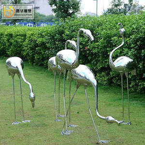 Jiahua <b>Flamingo</b> Stainless Steel Sculpture Outdoor Floor Mount Animal Figure Decoration for Garden Villa Courtyard <b>Hotel</b> - Product Image 1