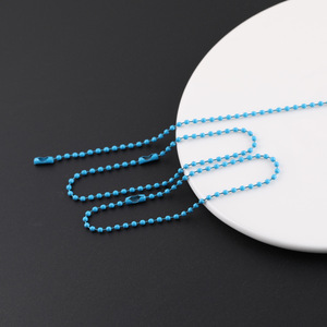 <b>Baking</b> Painted Colored Royal Blue White Black <b>Beaded</b> Chain Metal 20cm DIY Jewelry Accessories for Clothing Tags Pendant Shape - Product Image 2