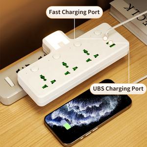 Multiprise murale universelle avec 3 prises CA et ports <span class=keywords><strong>de</strong></span> charge USB-A et USB-C, adaptateur <span class=keywords><strong>de</strong></span> prise <span class=keywords><strong>de</strong></span> courant - Product Image 4
