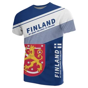 Kustom Logo bendera Finlandia moto kaus pria gaya terbatas cetak ukuran besar kaus pria Drop Shipping kaus poliester musim panas