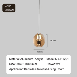 Lampada a Sospensione LED Moderna a Testa Singola, Illuminazione Interna in Alluminio e Acrilico, Dimensioni Ridotte, 3000K/4000K/6000K, CRI 90, Protezione per gli Occhi - Product Image 5