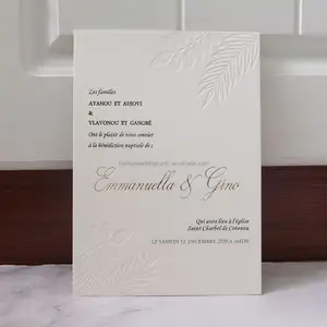 Blind Deboss Leaves Design Black Letterpress Cotton Paper Wedding Invitation Cards With Gold Foiling Burnt Orange Envelope
