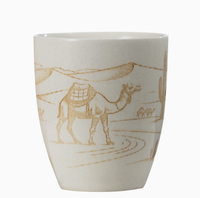 Tasse en céramique de style moyen-oriental, sous glaçure, en porcelaine, pour café et thé, avec motifs chameau, cactus et sable, tasse à expresso en céramique
