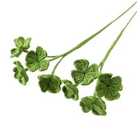 Branche de trèfle à quatre feuilles amigurumi faite à la main, cadeau minimaliste porte-bonheur pour la décoration de vase et de table