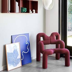 Fauteuil paresseux de designer norvégien, style Instagram, inspiré du design nordique, en métal à tubes courbés, pour salon et extérieur, décontracté - Product Image 2