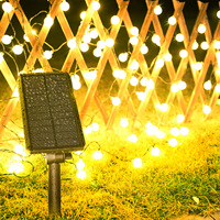 Lampe féerique à boule de cristal à bulles, modèle exclusif, 12m, 100 LED, alimentation solaire DC, batterie 2200 mAh, pour décoration de jardin et de Noël