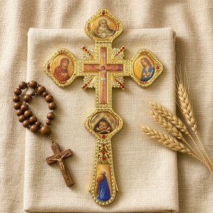 Cruz de Bendición Ortodoxa de Mano HT de 14.96 Pulgadas, Crucifijo de Aleación, Icono Sagrado, Decoración para Oración, Regalo, Adorno Ritual para Iglesia Cristiana Ortodoxa - Product Image 1