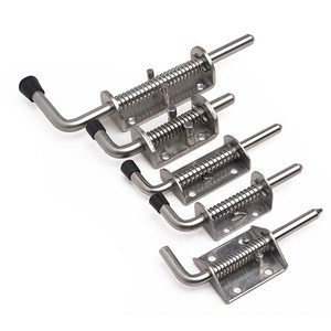 WEKIS 145mm Heavy Duty Black Powder Coat <b>Spring</b> Loaded Barrel Bolt Latch Pin Lock Steel Iron Brass Outdoor Bathroom Easy - Product Image 2