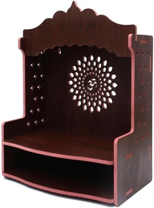 ที่ตั้งวิหารไม้ MDF ไม้ Puja Mandir แกะสลักติดผนังที่สวยงามสำหรับตกแต่งผนังบ้านสำนักงาน - Product Image 2