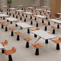 Ensemble de table et chaises de restaurant rapide en bois moderne pour cantine scolaire, cuisine, utilisation durable, table et chaises imperméables, cafétéria