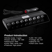 CIGO LED-S1 12V Lampe stroboscopique en alliage d'aluminium, lumière d'avertissement d'urgence, 9 LED, intérieur, toit, pare-brise, tableau de bord, lumière de sécurité, voiture