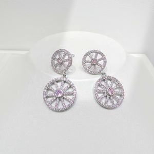 factory price Plata 925 sterling silver luxury dangling <b>earring</b> wholesale bulk party <b>girls</b> pink zircon heart fine <b>stud</b> <b>earrings</b> - Product Image 2