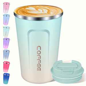 Mug de voyage isotherme en acier inoxydable 12oz 17oz avec logo personnalisé, couvercle rabattable anti-fuite, performance thermique de 6 à 12 heures - Product Image 1