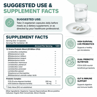 Cápsulas Sinbióticas de Marca Privada, 12 Cepas Probióticas con Prebióticos, Apoyo Inmunológico y a la Flora Intestinal Digestiva