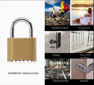 <span class=keywords><strong>Cadenas</strong></span> mécanique à code en alliage de zinc, sans clé, 4 positions, pour porte de camionnette, antivol, finition dorée HD02 - Product Image 3
