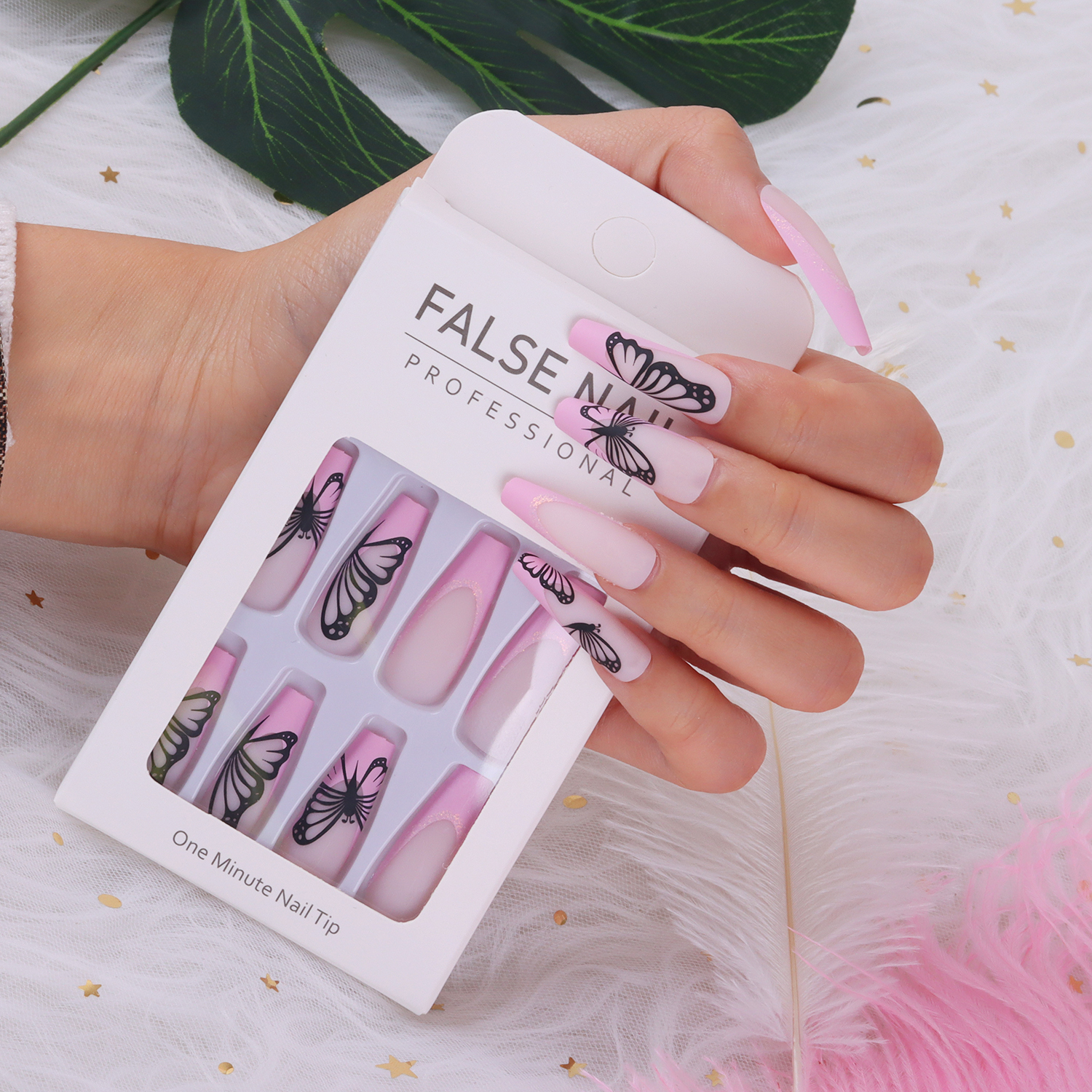 Fake Nail Supplies Set, French Tip, Long Press на Nails, Luxury Wholesale, XL