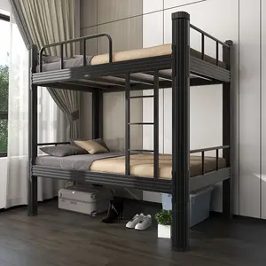 Double Deck Steel Bunk Bed For Adults Worker Twin Metal Bunk Bed Staff Bedroom Iron Bed For 2