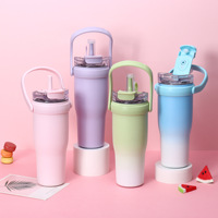 Vaso de Regalo para Auto con Asa, Diseño Degradado Big Mac de 40oz, Gran Capacidad, Doble Capa, Aislamiento al Vacío, Portátil, Venta al Por Mayor
