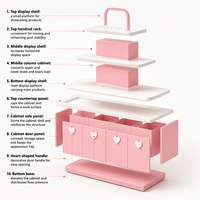 Support d'affichage LED en bois rose élégant : idéal pour les boutiques de cadeaux haut de gamme, les boutiques et les bijouteries.