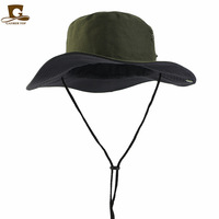 Chapeau de pêcheur en coton uni avec logo personnalisé, chapeau de soleil à cordon, chapeau de pêcheur pour homme, chapeau de soleil à large bord avec corde