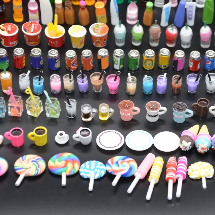 assorted bulk cartoon resin toy manufacturer miniature figurine bottles artificial lollipop ice cream mini slime charm suppliers