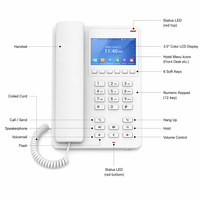 Teléfono IP Grandstream GHP630W para Hotel con WiFi 6, 2 SIP, Pantalla LCD a Color de 3.5'', 6 Teclas Programables, 10 Marcaciones Rápidas, Voz HD Opus, 802.11ax, GDMS, VoIP