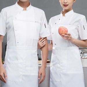 Logotipo personalizado <span class=keywords><strong>de</strong></span> alta calidad <span class=keywords><strong>Jefe</strong></span> <span class=keywords><strong>de</strong></span> cocina Chef Uniformes Catering Manga corta Restaurante Cocina Café Chef Chaqueta Cocinero Uniforme <span class=keywords><strong>de</strong></span> cocinero - Product Image 5