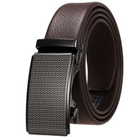 Ceinture automatique en cuir véritable pour homme, motif géométrique clé grecque, boucle coulissante sans trou, ceinture de costume réglable en cuir de vachette grainé litchi