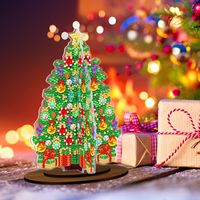 LS New 5D DIY Diamond Painting Décoration Double Face Arbre de Noël Base en bois Diamond Dot Painting Ornament Acrylique Plate