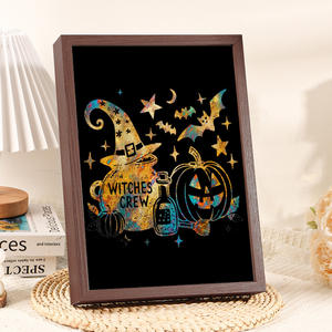 Décor d'automne d'Halloween et de Thanksgiving: Panneau en bois de 4, 9 X4.9 pouces avec citrouille fantôme pour plateau à plusieurs niveaux, manteau de cheminée fait à la main, bricolage <span class=keywords><strong>Chine</strong></span> - Product Image 2