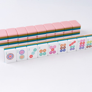 Tuiles de Mahjong Américain en Acrylique Style Perle Rose, Finition Polie à la Main, Ensemble de Sac de Rangement en Cristal Haut de Gamme, Cadeau pour la Maison - Product Image 3
