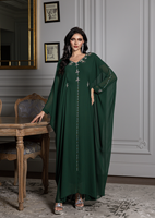 Robe Abaya élégante pour femmes, ornée de strass et en tissu polyester, pour l'automne