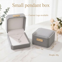 Coffret à bijoux octogonal en velours gris, boîte de présentation multi-tailles avec logo métallique personnalisé pour bague, collier, bracelet, pendentif