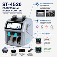 Compteuse-trieuse de billets à 2 poches et 2 CIS, pour billets de différentes coupures, 1200 billets/min, trémie de 500 billets, reconnaissance automatique, qualité bancaire, prête pour la banque, avec imprimante