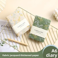 Carnet A6 personnalisé avec logo, en lin vintage épaissi, broderie florale, petit format de poche, agenda portable, cadeau, reliure spirale, 100 feuilles