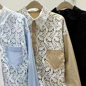 Chemisier Femme Nouvelle Collection Printemps 2026 – Style Décontracté avec Dentelle <span class=keywords><strong>Crochet</strong></span>ée, Effet Deux Pièces, <span class=keywords><strong>Col</strong></span> Revers et Manches Longues à Cordon de Serrage – Vente en Gros - Product Image 4