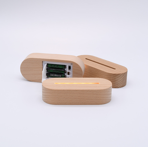 Cadeaux de Noël Prix de gros Éclairage nocturne décoratif Piles AAA Base rectangulaire ovale en bois avec panneaux lumineux LED - Product Image 4