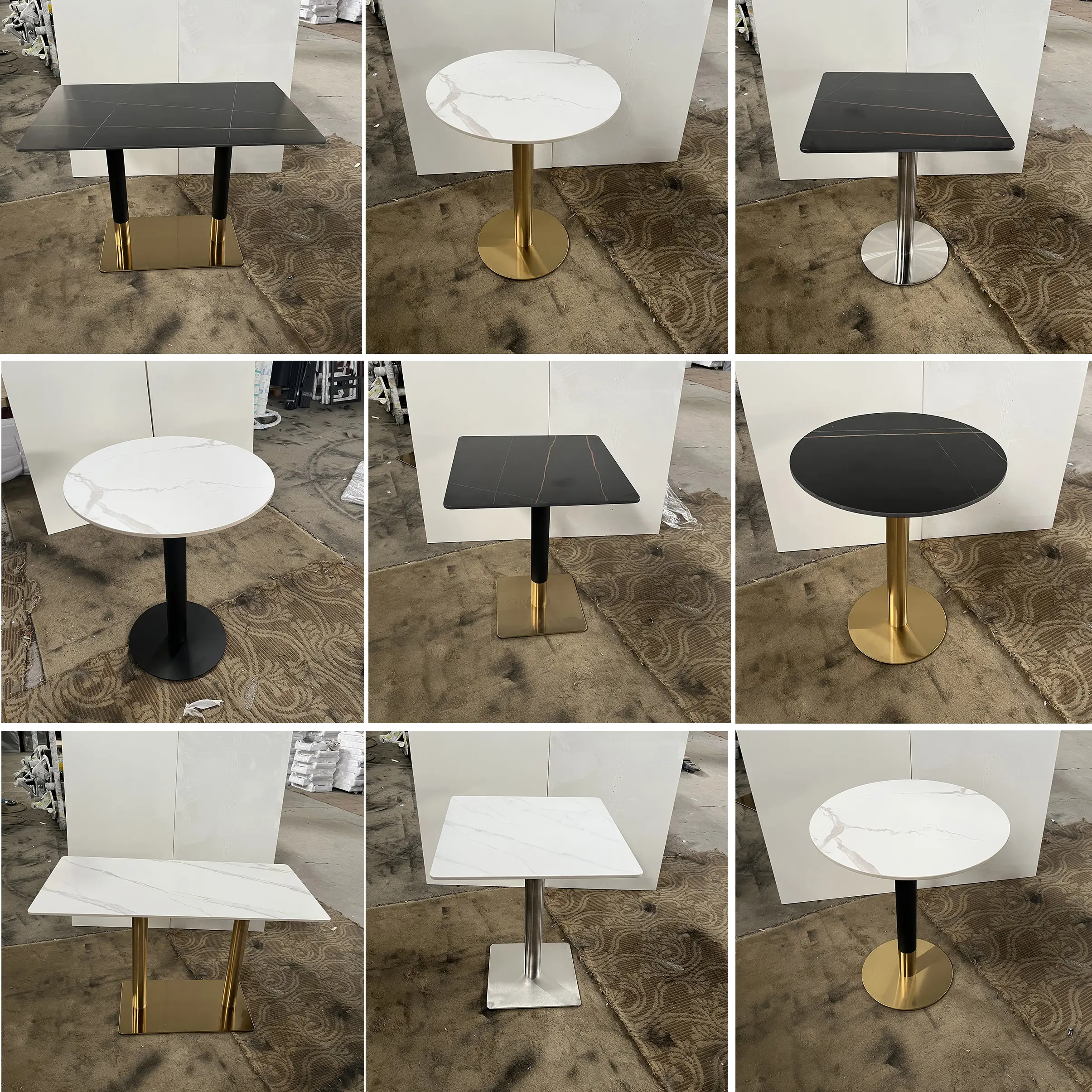Dining Table And Chair Set Luxury Modern Restaurant Home Dining Room Dinning Table Glass Mdf Wooden Top Round Dining Table Set