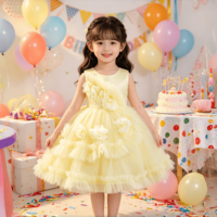 Robe en tulle à volants pour enfants, robe de soirée sans manches, tenue de fête d'anniversaire pour bébé fille, robe de demoiselle d'honneur pour mariage, robe de princesse pour enfants