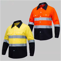 Vêtements de travail haute visibilité à manches longues pour l'été, respirants, 100% coton, avec bandes réfléchissantes, chemise et pantalon de travail pour hommes