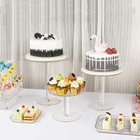 Ensemble de 3 Table à dessert acrylique ronde transparente Cupcake pâtisserie bonbons gâteau présentoir pour la décoration de fête d'anniversaire de mariage