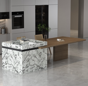 Ensemble de salle à manger de luxe personnalisé en bois de manguier massif avec tête de lit, tables et chaises modernes pour la conception d'intérieur commercial - Product Image 6