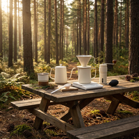 Ensemble de presse à café manuelle portable en acier inoxydable Tinry avec sac, petit MOQ, pour camping, pique-nique, toutes saisons