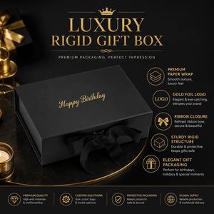 Cajas Magnéticas Negras de Lujo con Impresión en Dorado para Regalos VIP y Cajas para Tarjetas - Product Image 4