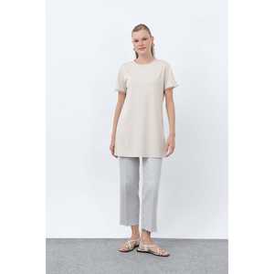 เสื้อยืดผู้หญิงสไตล์มินิมอล แขนยาวแบบปกติ แต่งขอบยางยืด - Product Image 4