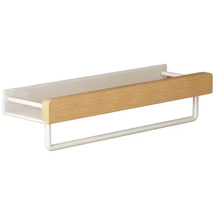 Wooden Kitchen Storage Rack No Drilling Seasoning Wall Hanging