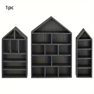 アンティーク小像ミニチュアコレクションディスプレイキャビネット環境に優しい木製ディスプレイスタンドハウス型ハンギングデザイン - Product Image 2
