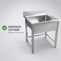 Évier commercial en acier inoxydable 201 304 avec revêtement autonettoyant, résistant à la corrosion, autoportant, adapté à une utilisation en cuisine